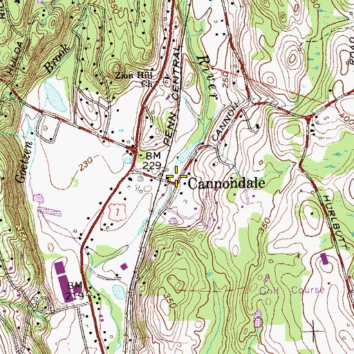 Topographic Map of Cannondale, CT