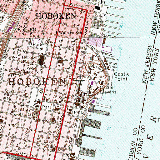 Topographic Map of Mision Cristian De Hoboken, NJ