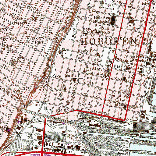 Topographic Map of Iglesia Damasco Pentecostal, NJ