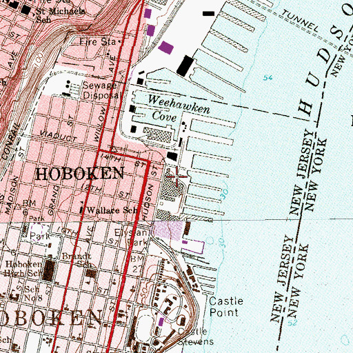 Topographic Map of Hoboken Historical Museum, NJ