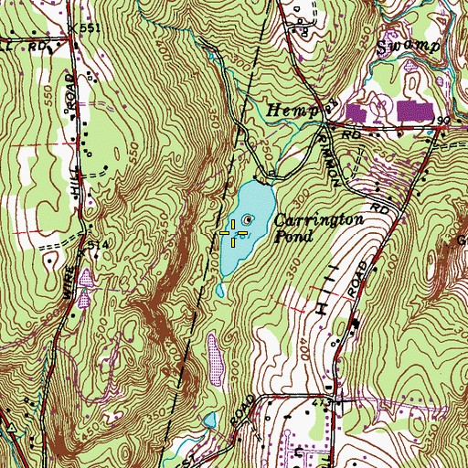 Topographic Map of Carrington Pond, CT