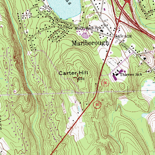 Topographic Map of Carter Hill, CT