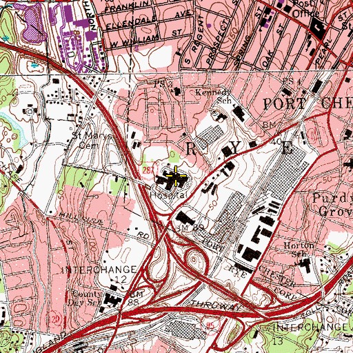 Topographic Map of New York United Hospital Medical Center (historical), NY