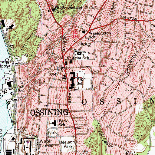 Topographic Map of Ossining Senior High School, NY