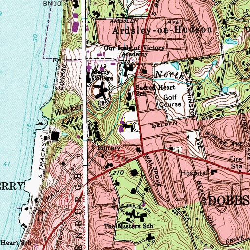 Topographic Map of Dobbs Ferry High School, NY