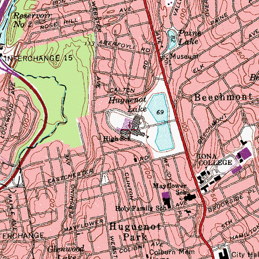 Topographic Map of New Rochelle High School, NY