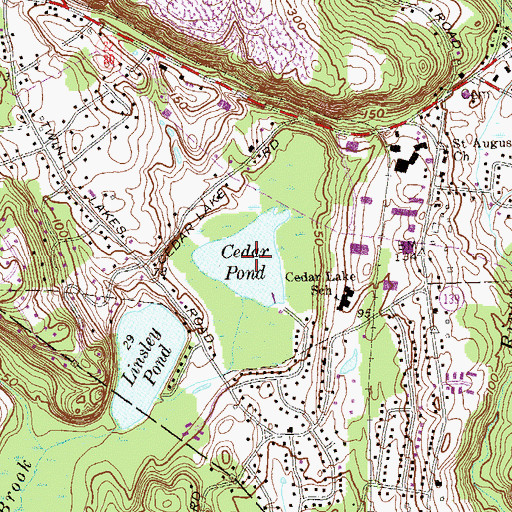 Topographic Map of Cedar Pond, CT