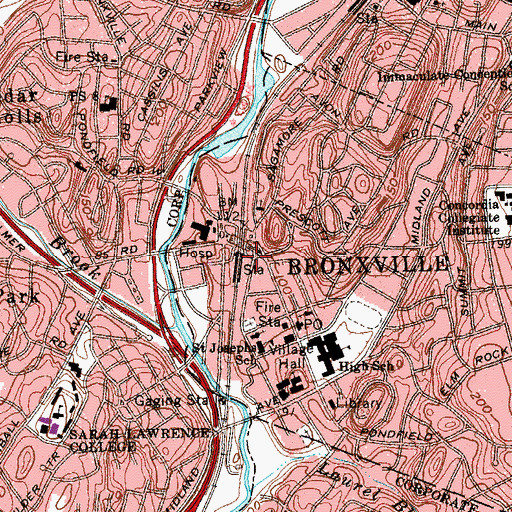 Topographic Map of Bronxville Station, NY