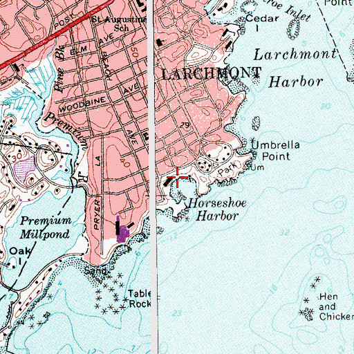 Topographic Map of Horseshoe Harbor Yacht Club, NY