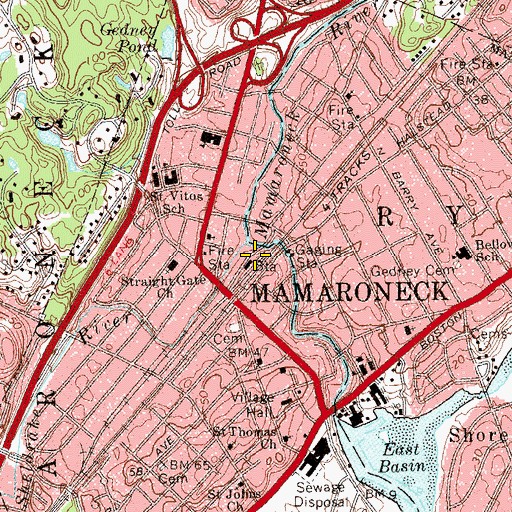 Topographic Map of Mamaroneck Station, NY