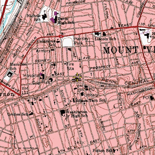 Topographic Map of Mount Vernon Station, NY
