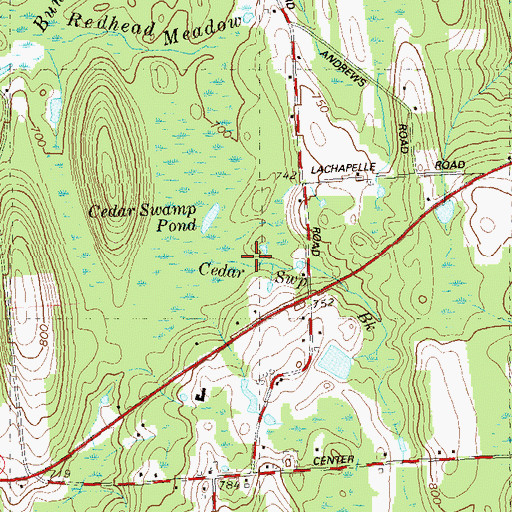 Topographic Map of Cedar Swamp Brook, CT