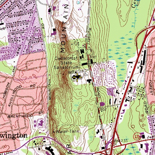 Topographic Map of Cedarcrest Hospital, CT