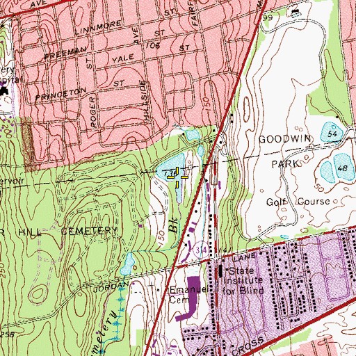Topographic Map of Cemetery Brook, CT