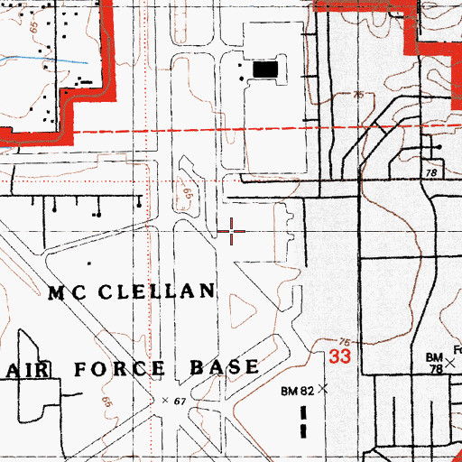 Topographic Map of Mc Clellan Airfield, CA
