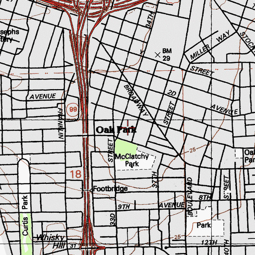 Topographic Map of Oak Park Post Office, CA