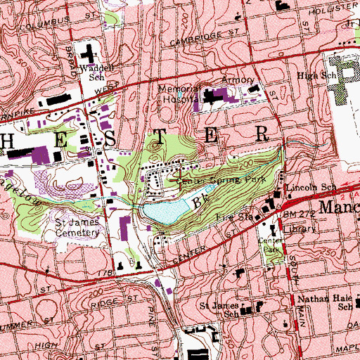 Topographic Map of Center Spring Park, CT