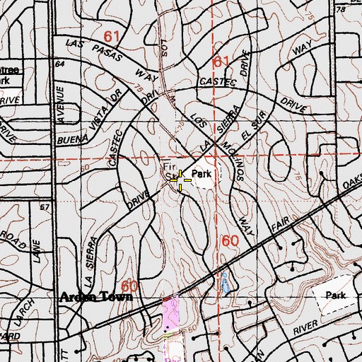 Topographic Map of Sacramento Metro Fire Station Number 107, CA