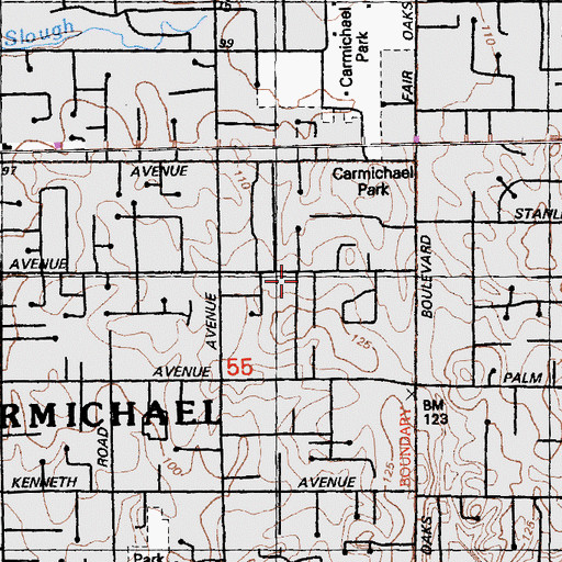 Topographic Map of Sacramento Metropolitan Fire District Station 109, CA