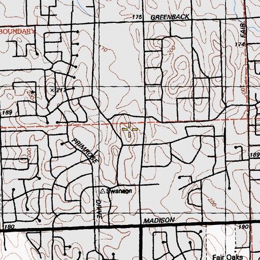 Topographic Map of Saint Marks Lutheran School, CA