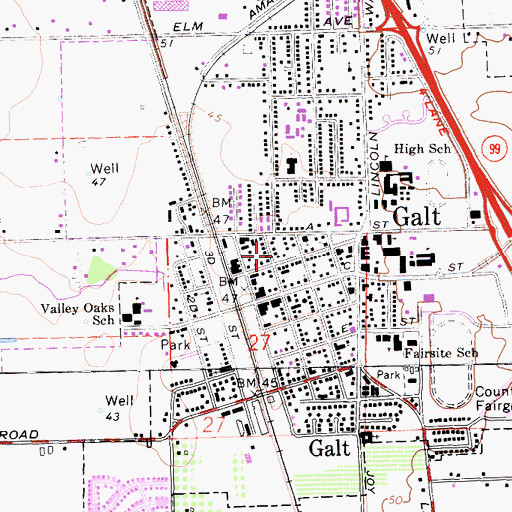 Topographic Map of Valley Christian School of Galt, CA