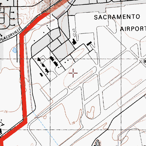Topographic Map of Sacramento Mather Airport, CA
