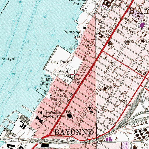 Topographic Map of Bayonne Engine Company 4, NJ
