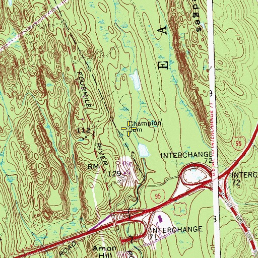 Topographic Map of Champion Cemetery, CT