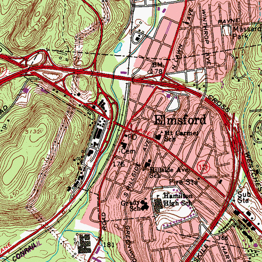 Topographic Map of Elmsford Post Office, NY