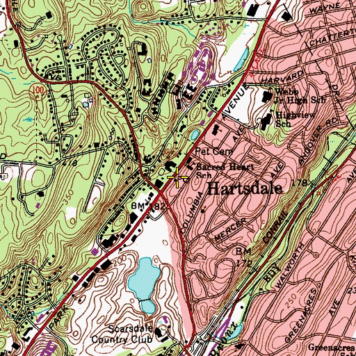 Topographic Map of Hartsdale Post Office, NY