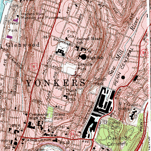 Topographic Map of North Station Yonkers Post Office, NY