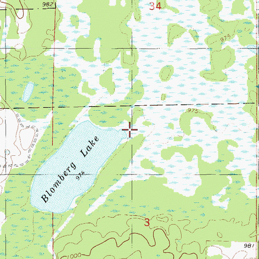 Topographic Map of Blomberg Lake State Natural Area, WI