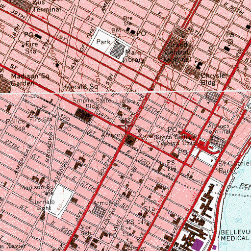 Topographic Map of Seventyfirst Regiment Armory (historical), NY