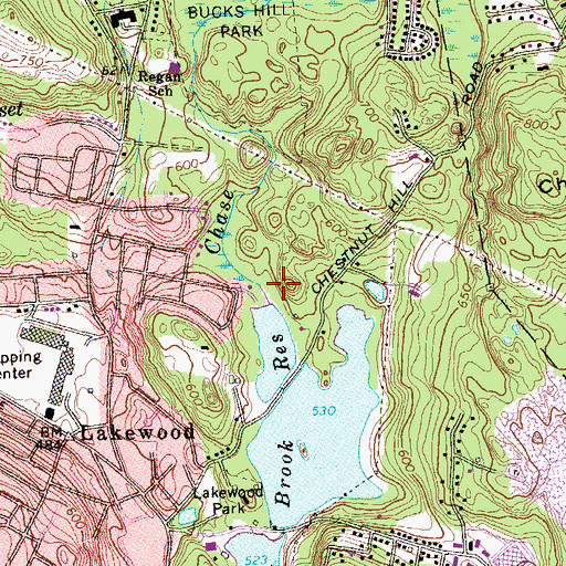Topographic Map of Chase Brook, CT