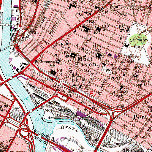 Topographic Map of Bertine Block Historic District, NY