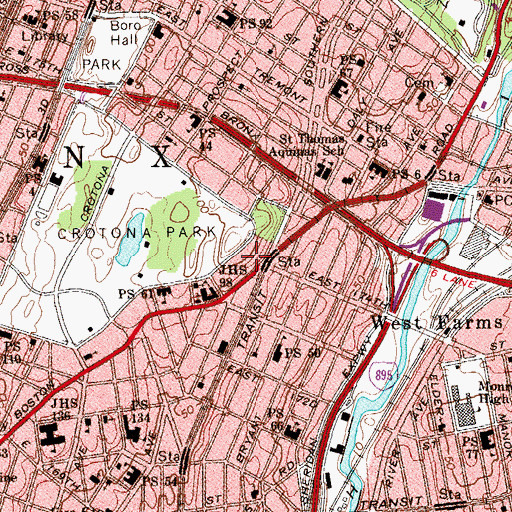 Topographic Map of Crotona Terrace, NY