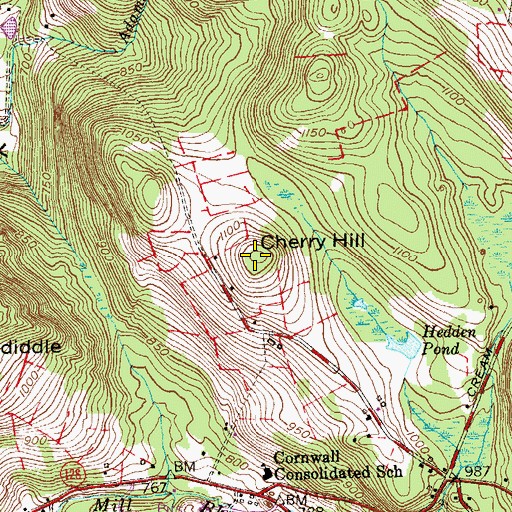 Topographic Map of Cherry Hill, CT