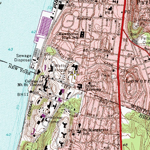 Topographic Map of Martin J Fay Memorial Park, NY