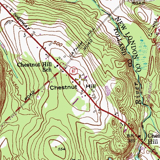 Topographic Map of Chestnut Hill, CT