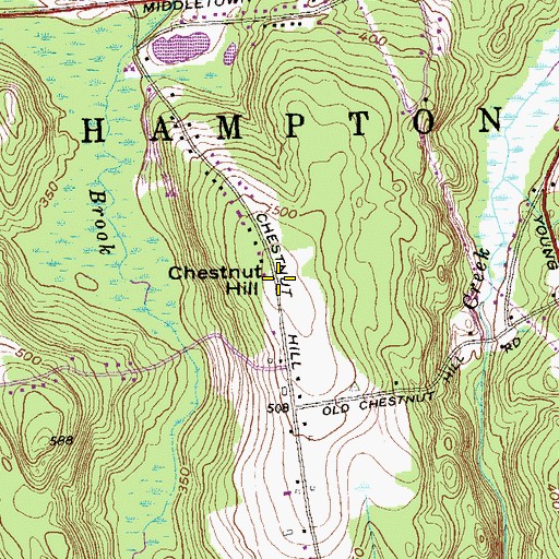 Topographic Map of Chestnut Hill, CT