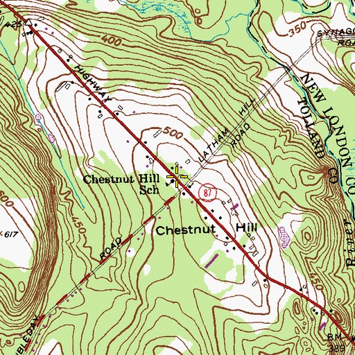 Topographic Map of Chestnut Hill School, CT
