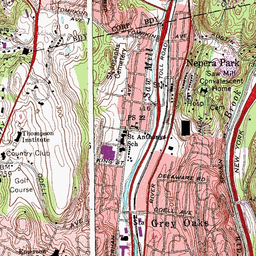 Topographic Map of Church of Saint Anthony, NY