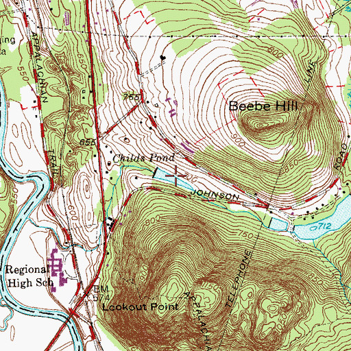 Topographic Map of Childs Pond, CT