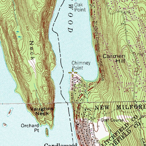 Topographic Map of Chimney Point, CT
