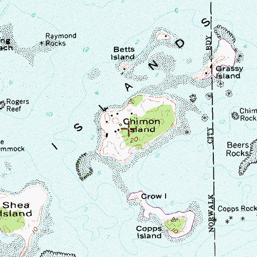 Topographic Map of Chimon Island, CT