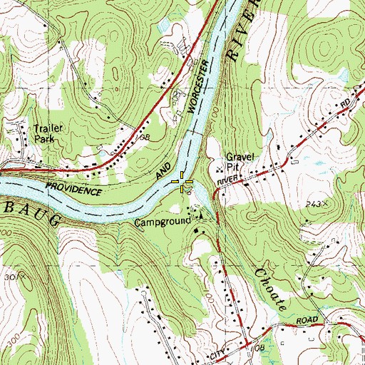 Topographic Map of Choate Brook, CT