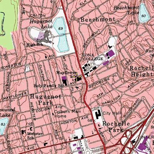 Topographic Map of Arrigoni Library and Technology Center, NY
