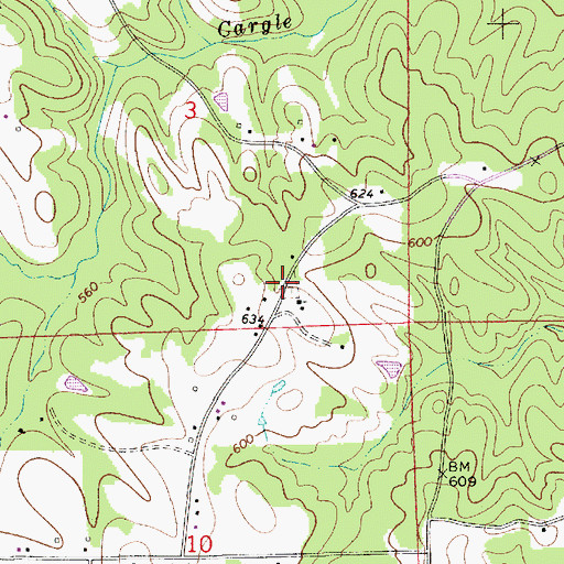 Topographic Map of Oak Grove Church of God Cemetery, AL