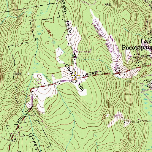 Topographic Map of Clark Hill, CT