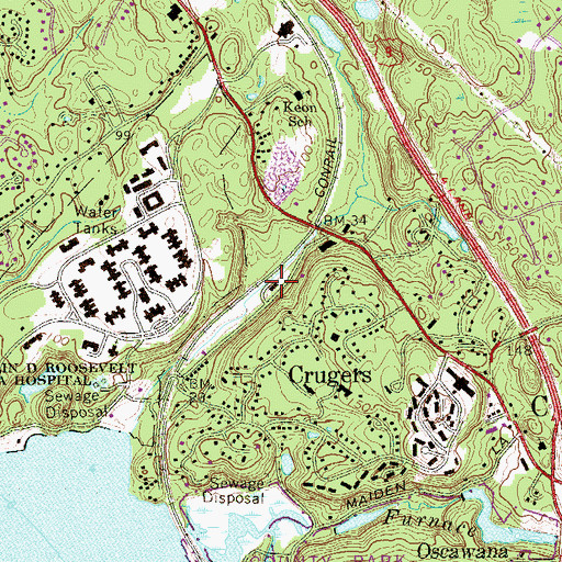 Topographic Map of Cortlandt Station, NY